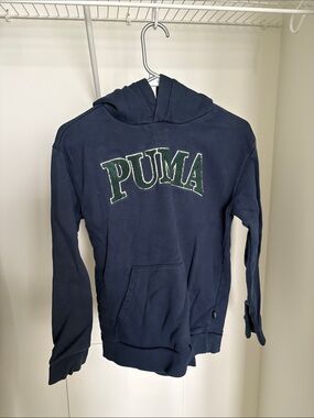 Puma Navy Hoodie with Green Logo